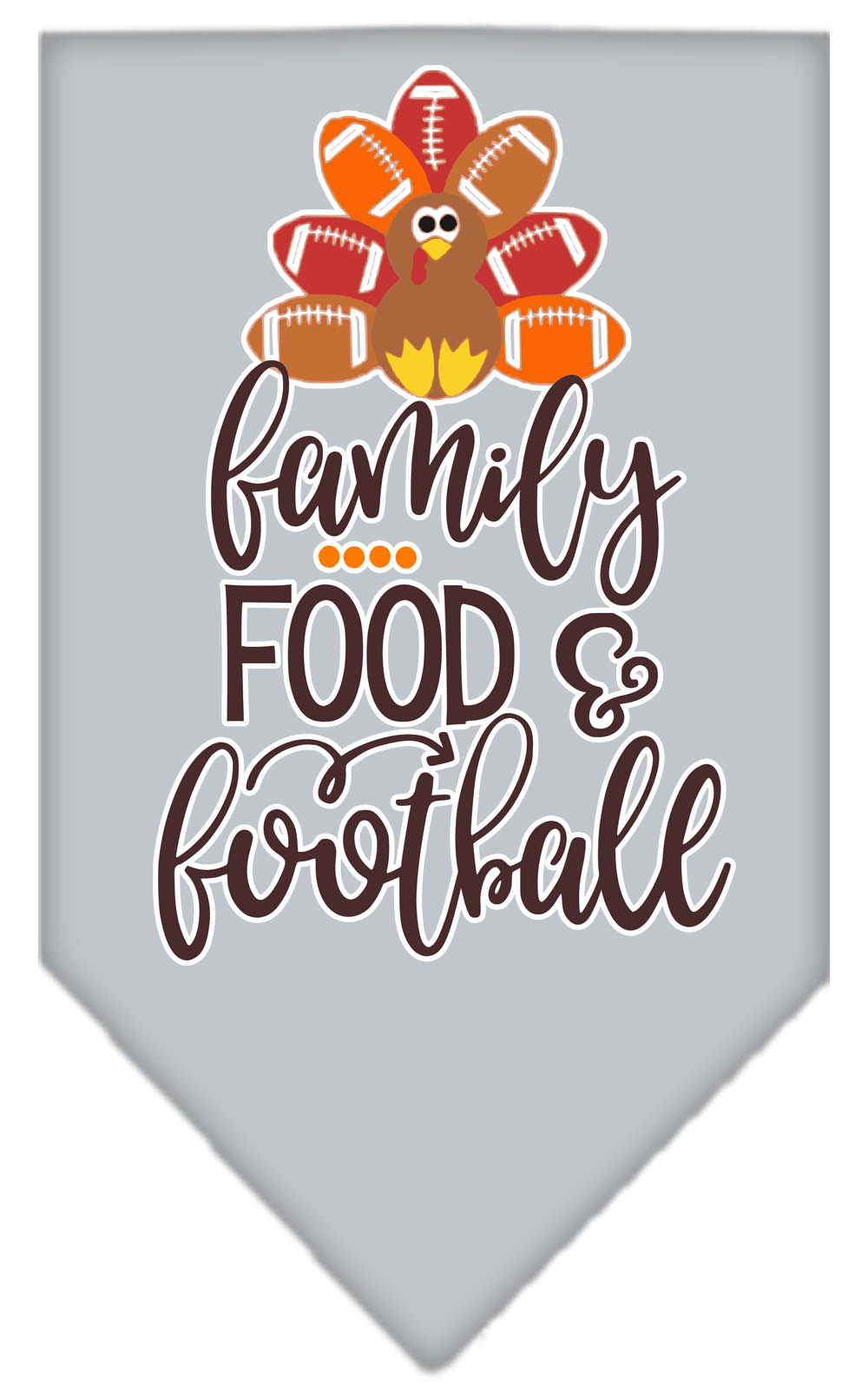 Family, Food, and Football Screen Print Bandana Grey Small
